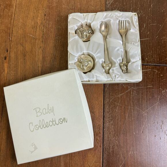 Vintage Silver Boby Fork & Spoon Velvet lined first Curl & First tooth keepsakes - Picture 1 of 7